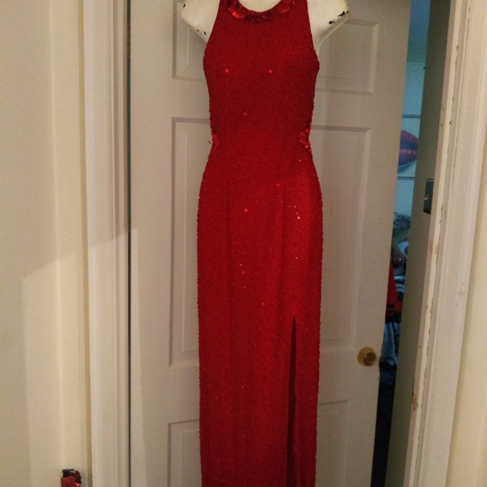 Red sequin/beaded gown
